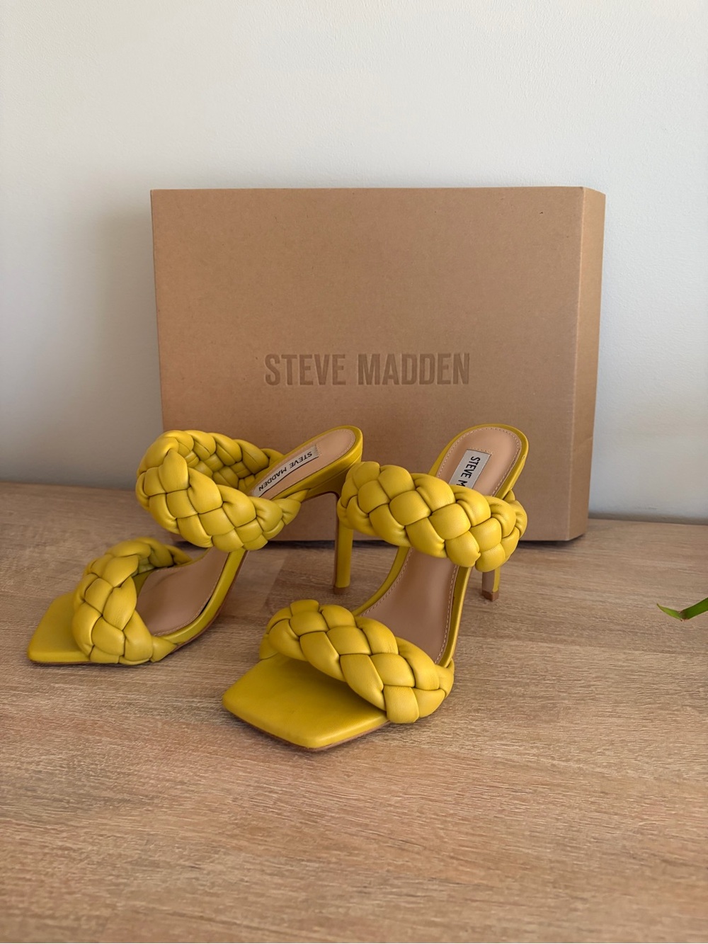 Steve Madden Braided Yellow Slide Heels